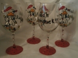 Hand painted bah humduck chistmas lights and duck goblets s/4