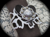 Bracelet - Leather with Silver plated Concho& Cowhair Medallion