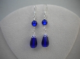 Cobalt Blue Czech Lampwork Teardrop earrings