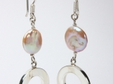 950 Sterling Silver Pearl Button Earrings Dangle