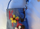 Cell Phone/iPhone/Camera Case - Needle Felted Recycled Blue Jean