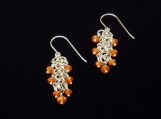 Chain Maille Sterling Silver and Carnelian Earrings