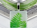 Green Fern Leaves... Happy Earth Day - ECO Glass Photo Pendant Necklace