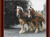 Draft Horses Cross Stitch Pattern