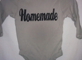 'Homemade' Black gliter on Grey onesie sz 3-6mths 