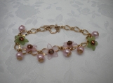 Pink pearl and flower bracelet