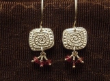 Fine Silver Primitive Motif Earrings with Pink Tourmaline