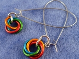 Rainbow Moebius Flower Chainmaille Earrings