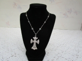 Filigree and rhinestones cross necklace