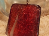 Pinky Orange Sparkle fused glass pendant