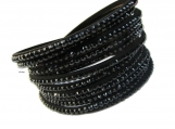 Swarovski like crystals P.U leather wrap bracelet
