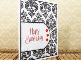 Elegant Birthday Greeting Card in Black White and Red