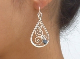 Sterling silver filigree earrings with black cat's eye stone