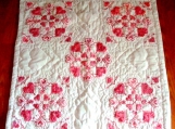 Vintage Pattern Red Heart Lap Quilt