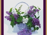 Basket Of Lilacs Cross Stitch Pattern