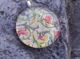 Large Round Glass Pendant - Italian Filligree