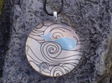 Large Round Glass Pendant - Whale