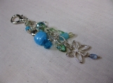 Green and Blue Beaded Butterfly Charm Handbag Accessory