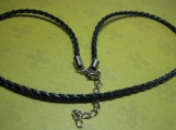 Black Leather Braided Necklace Cord (17"-20")
