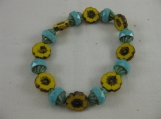 Yellow Flower and Turquoise Bead Bracelet