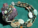 Chuncky Green and Earthtone Necklace with Matching Earrings!