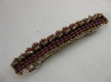 Dark Red and Bronze Beaded Hair Barrette