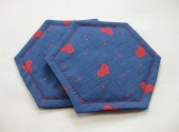 Blue and Red Hearts Valentine,s Decorative Coasters