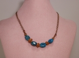 Natural and Antique Copper and Blue Bead Necklace