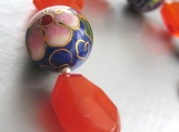 Bonjour Yuriko - Carnelian, Lapis Lazuli, Cloisonne and Sterling Silver bracelet