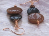Brown Goldstone And Black Onyx Lentil Earrings