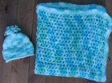 Crochet boys baby blanket and hat