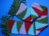 Lady's Multi-Colored Hand-Knitted Wool Scarf 