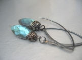 Tom's Storm - Flashy blue faceted marquis labradorite and oxidised sterling silver earrings