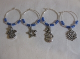 Blue Holiday Wine Charms