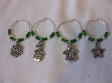 Green Holiday Wine Charms