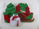 Red and Bright Green Christmas Tree Ornament Set