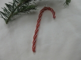 Red and Silver Candy Cane Christmas Tree Ornament