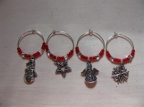 Red Holiday Wine Charms