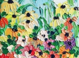 Wildflowers II - 8x8 colorful flowers signed giclee by Aja