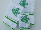 THREE PIECE SET - Mr. Fish Bath Towels POOLSIDE/BEACH/BATH