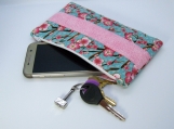 Floral clutch purse with divider pocket and card holders