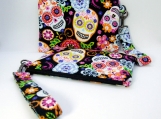 Sugar Skull wristlet clutch purse with detachable wrist strap