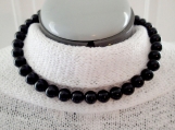 Black necklace, jet black choker, black diamond beaded choker