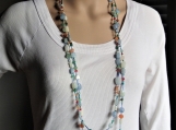 Blue Beaded eclectic bohemian blue gemstone jade OOAK necklace