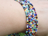 Colorful seed bead memory wire HAPPY charm bracelet for woman