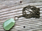 Long necklace, stone on long chain necklace, jade pendant