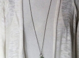 Minimalist large jade pendant on chain simple stone necklace 