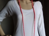 Pink coral beaded necklace for woman, genuine pink coral 8 mm