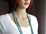 Very long blue floral turquoise long gemstone woman necklace