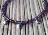 Dainty purple amethyst bracelet sterling silver charms moon star